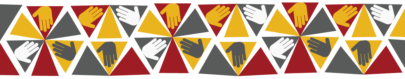 A titled pattern of hands in different skin tones.