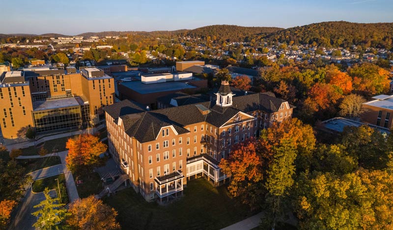 aerial view of sutton hall