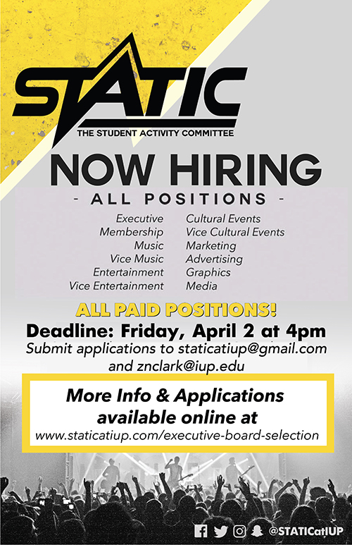 Poster for STATIC Now Hiring 2021