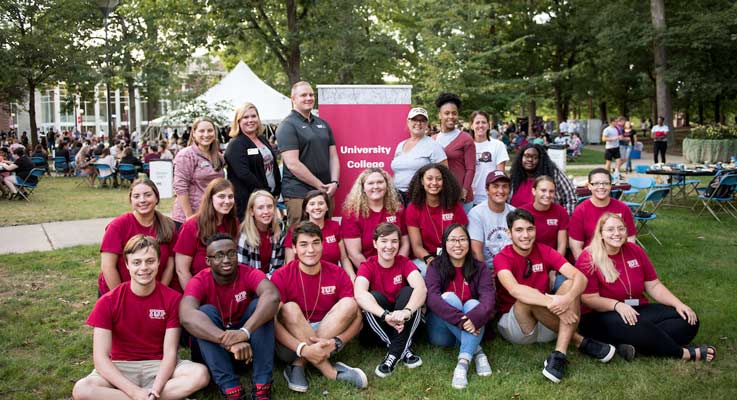University College staff including Allison Baker, Hillary Stitt, Jeremy Risinger, Michele Norwood, Chartice Wyatt, and Megan McCue, along with peer mentors University College staff including Allison Baker, Hillary Stitt, Jeremy Risinger, Michele Norwood, Chartice Wyatt, and Megan McCue, along with peer mentors