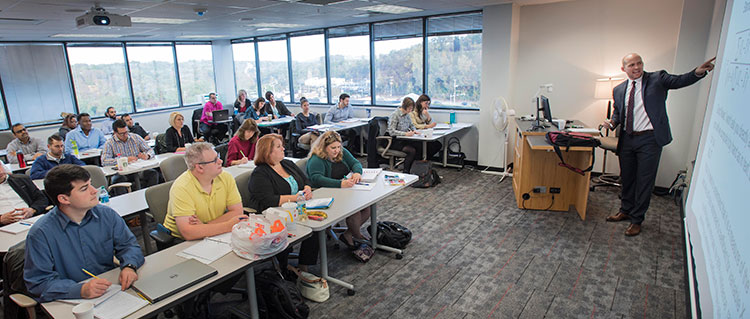 Faculty member teaching a business class at IUP Pittsburgh East Faculty member teaching a business class at IUP Pittsburgh East