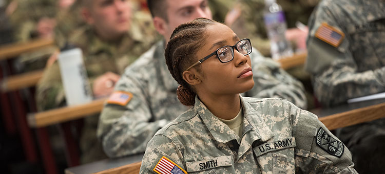 ROTC student in class