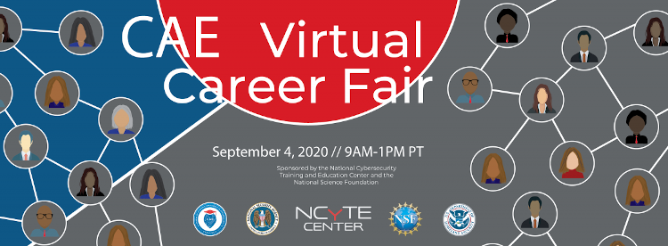 The CAE Virtual Career Fair banner. It shows a network of people on and says that the event is to be held on September 4, 2020 from 9AM to 1PM PT.