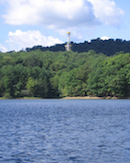 Beaver Run Reservoir with a drill rig in the distance