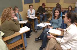 Students interact during English class Students interact during English class