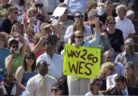 Crowd of parents during outdoor Commencement ceremony