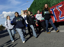 Sorority students take part in the annual Homecoming parade