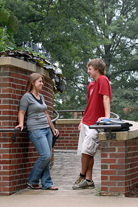 Students talking outdoors