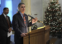 Chancellor John Cavanaugh addressed IUP employees during the Holiday Open House on December 3, 2009