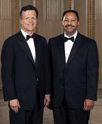 IUP President Tony Atwater, right, with Terry Dunlap, winner of the Presidential Legacy Award for Alumni Distinction