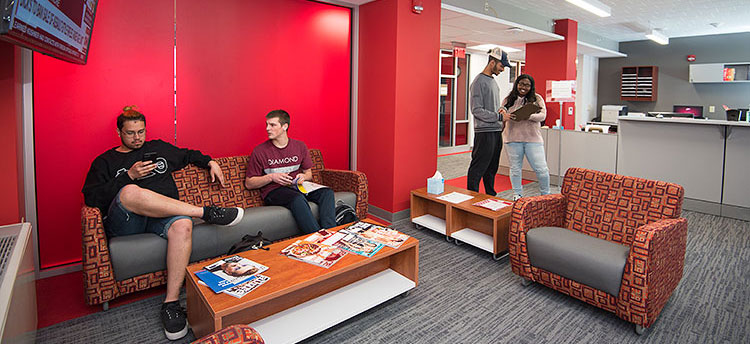 Students gathered in the common space in IUP's Center for Multicultural Student Leadership and Engagement