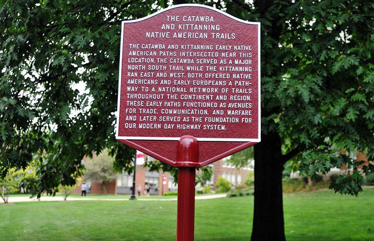 Catawba and Kittanning Native American Trails marker 