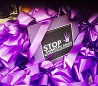 Stop Domestic Abuse - purple ribbons Stop Domestic Abuse - purple ribbons