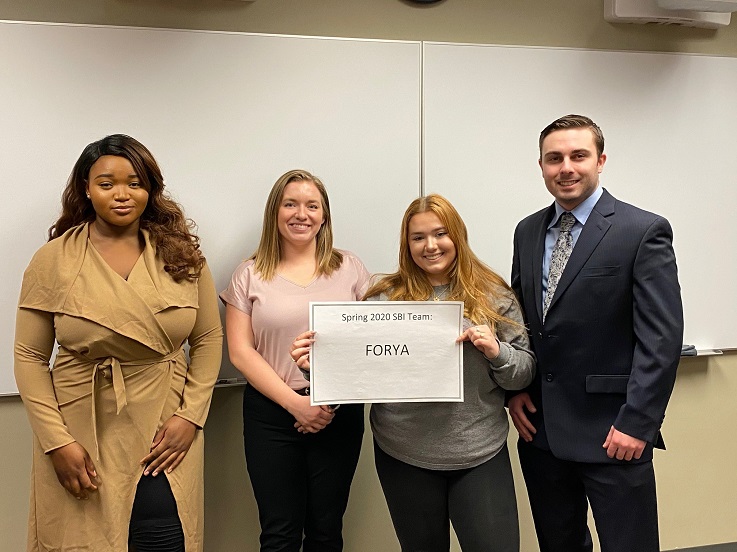 SBI Team Spring 2020 - FORYA - Vanellsa Acha, Ryley Deems, Hayley Kocyan, and Evan Vink. SBI Team Spring 2020 - FORYA - Vanellsa Acha, Ryley Deems, Hayley Kocyan, and Evan Vink.