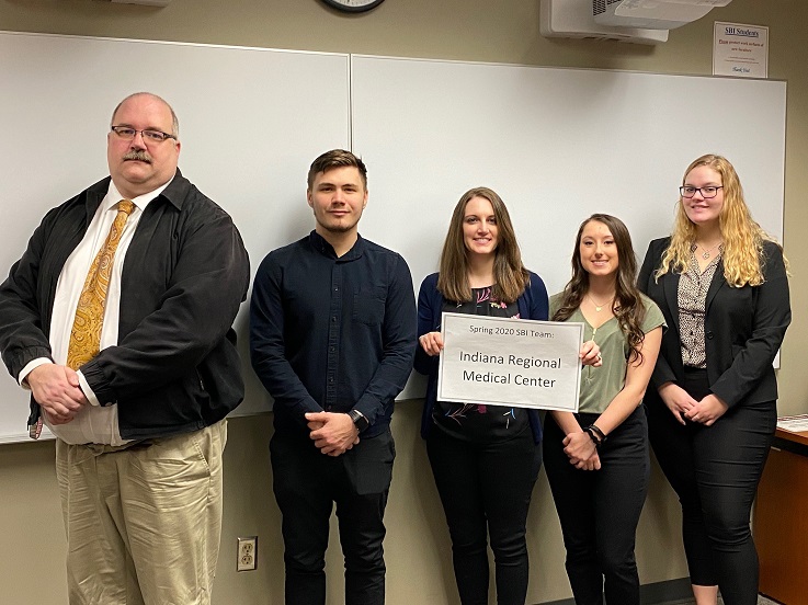 SBI Team Spring 2020 - IRMC - Christopher Zele, Justin Cress, Sarah Pluchinsky, Joelle Neatrour, and Tessa Matulis.