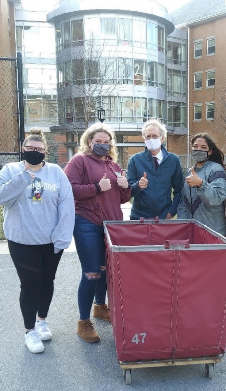 Interim Dean Mills with Taylor Friedman, Sheyla Paez, and Abby Varnicle