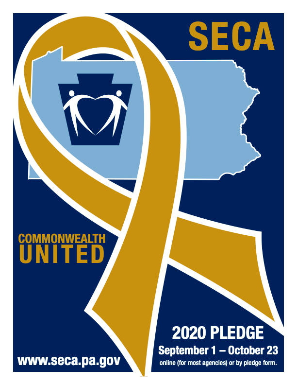 SECA 2020: Commonwealth United. 2020 Pledge September 1 to October 23 online (for most agencies) or by pledge form. www.seca.pa.gov