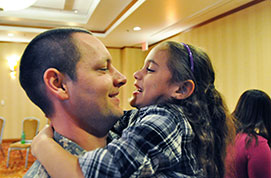 Virginia Guardsman Sgt. Gary Melton says goodbye to his daughter, Elaina, before deployment. (Photo by Staff Sgt. Andrew H. Owen, Virginia Guard Public Affairs, www.flickr.com/photos/thenationalguard)